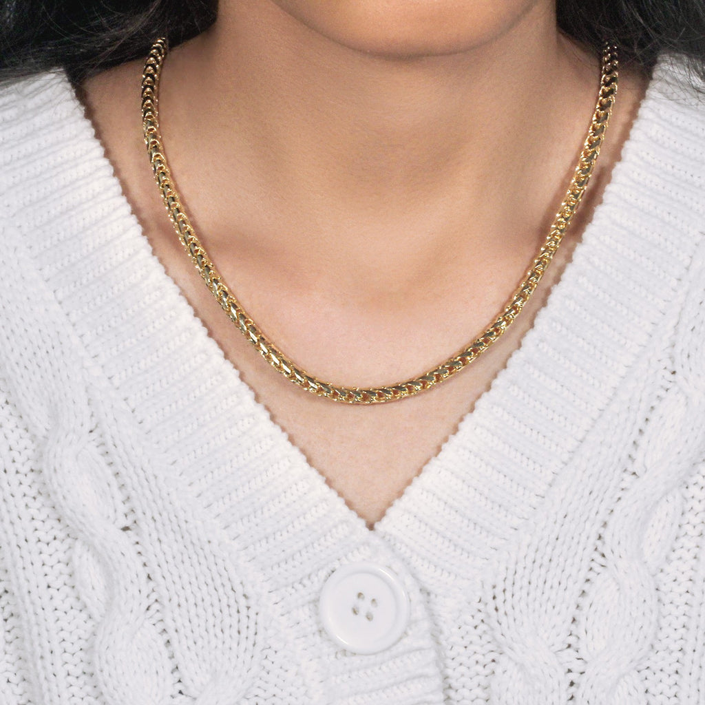14k Yellow Solid Gold Diamond Cut Round Franco Chain (4.60 mm)