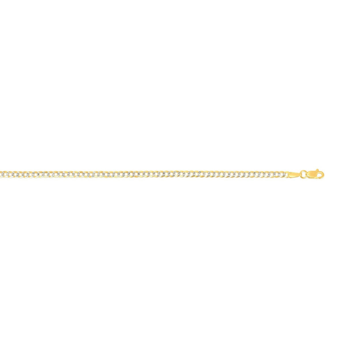 14k Two Tone Gold Pave Curb Chain (2.60 mm)