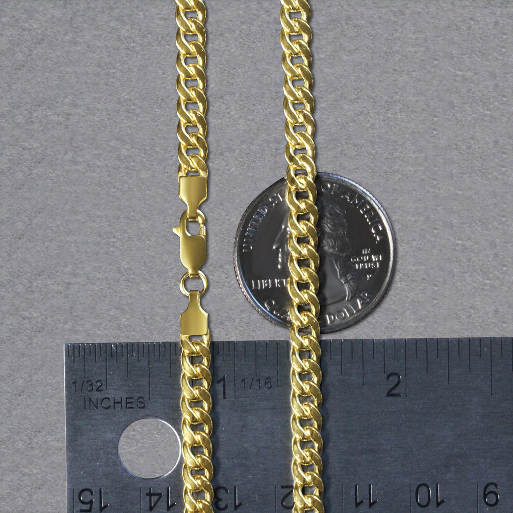 10k Yellow Gold Miami Cuban Semi Solid Chain (4.50 mm)